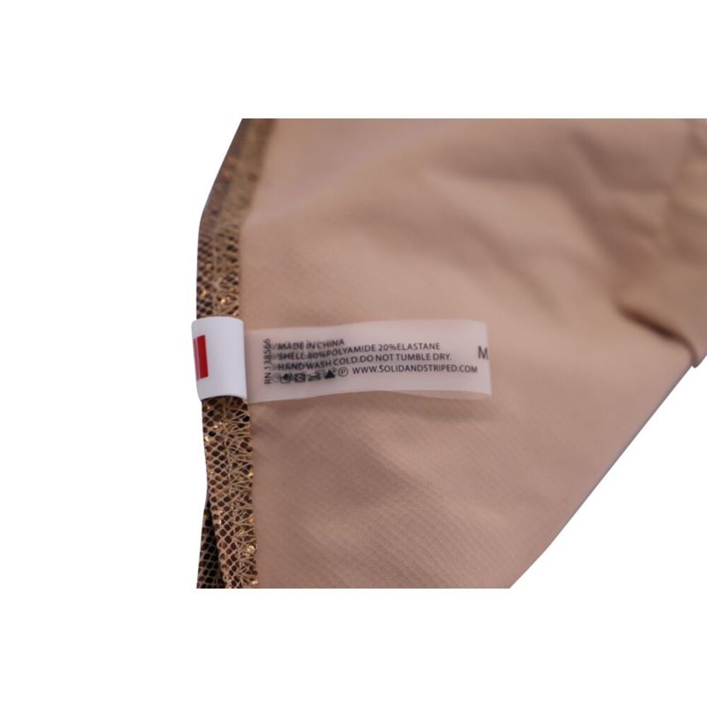 Solid And Striped Copper Strapless Bikini In Gold… - image 3